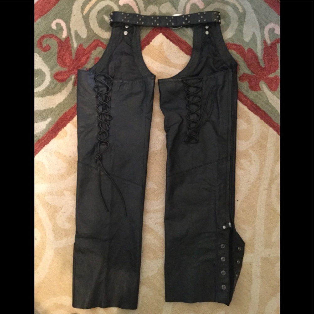 Harley Davidson leather riding chaps Large